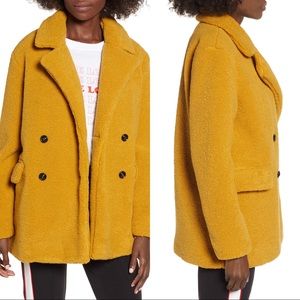 BP. Textured Double Breasted Faux Shearling Coat
